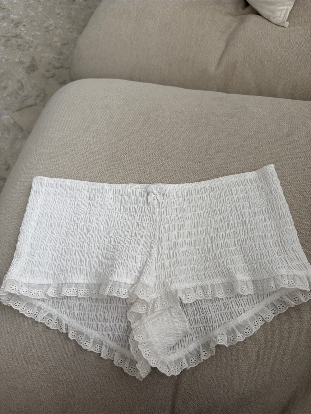Smocked Lace-Trim Shorts - Picture 1 of 3